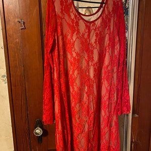 Red Lace Dress Size XL 14-16